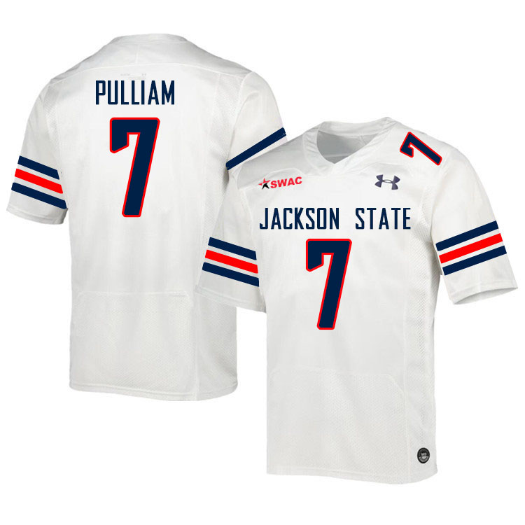 Jackson State Tigers #7 Reid Pulliam College Football Jerseys,Uniforms-White